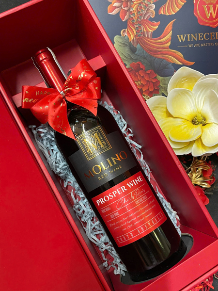 QUÀ TẾT 2026 - BỘ HỘP QUÀ + VANG ĐỎ ÚC - MOLINO 750ml